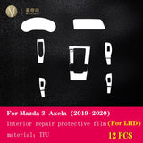 For Mazda 3Axela 2014-2020Car Interior Center console Transparent TPU Protective film Anti-scratch Repair film Accessories Refit