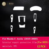 For Mazda 3Axela 2014-2020Car Interior Center console Transparent TPU Protective film Anti-scratch Repair film Accessories Refit