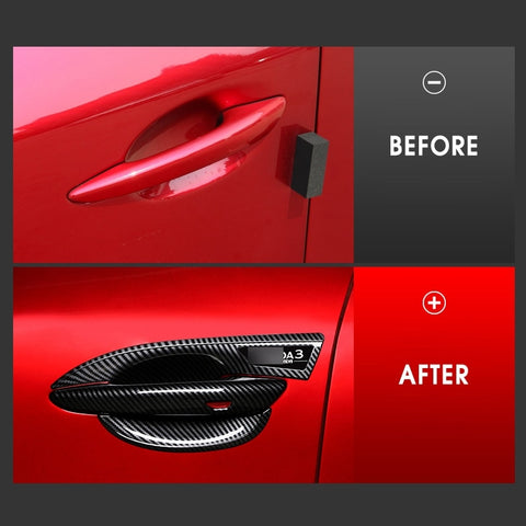 2019+ Mazda 3 Door Handle Well Covers (Carbon Fiber Style and Silver)