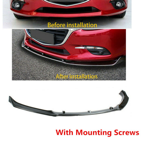 Gloss Black Mazda 3 Front Lip (3 Piece)